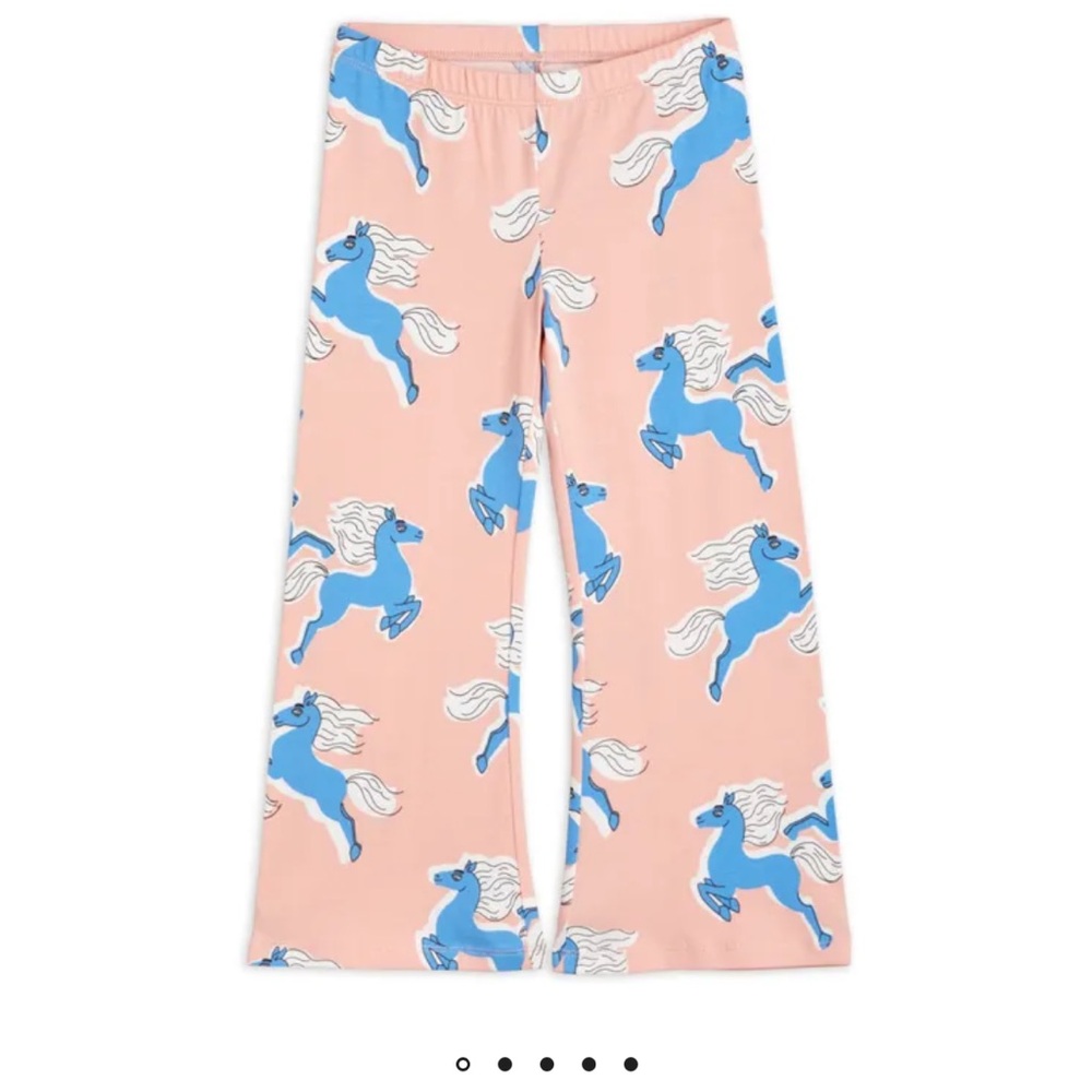 MINI RODINI 
Organic Cotton Horse Flared Trousers | Pink 1.5-3 years